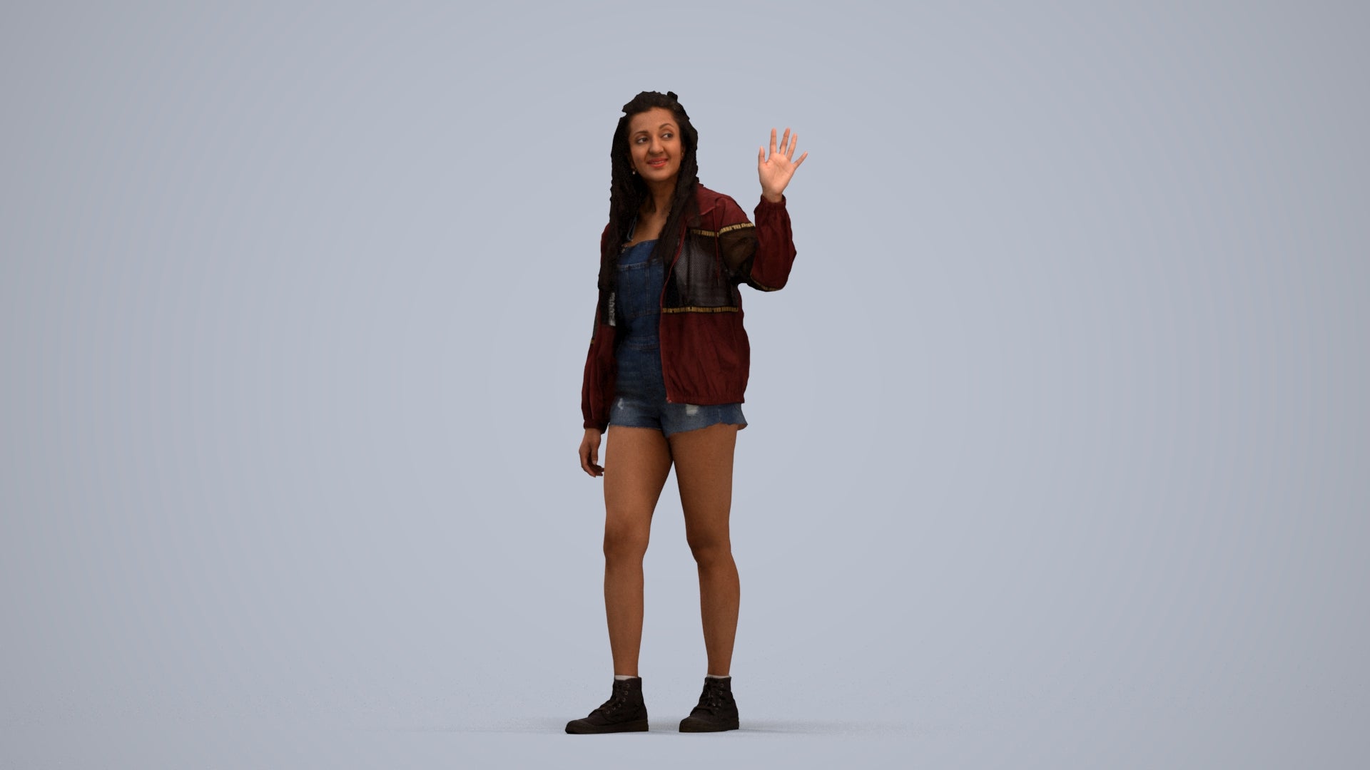 realistic 3D people woman casual walking, render-ready for V-Ray and Corona, FBX OBJ, standing pose render