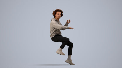 realistic 3D people man casual sitting, render-ready for V-Ray and Corona, FBX OBJ, side view render