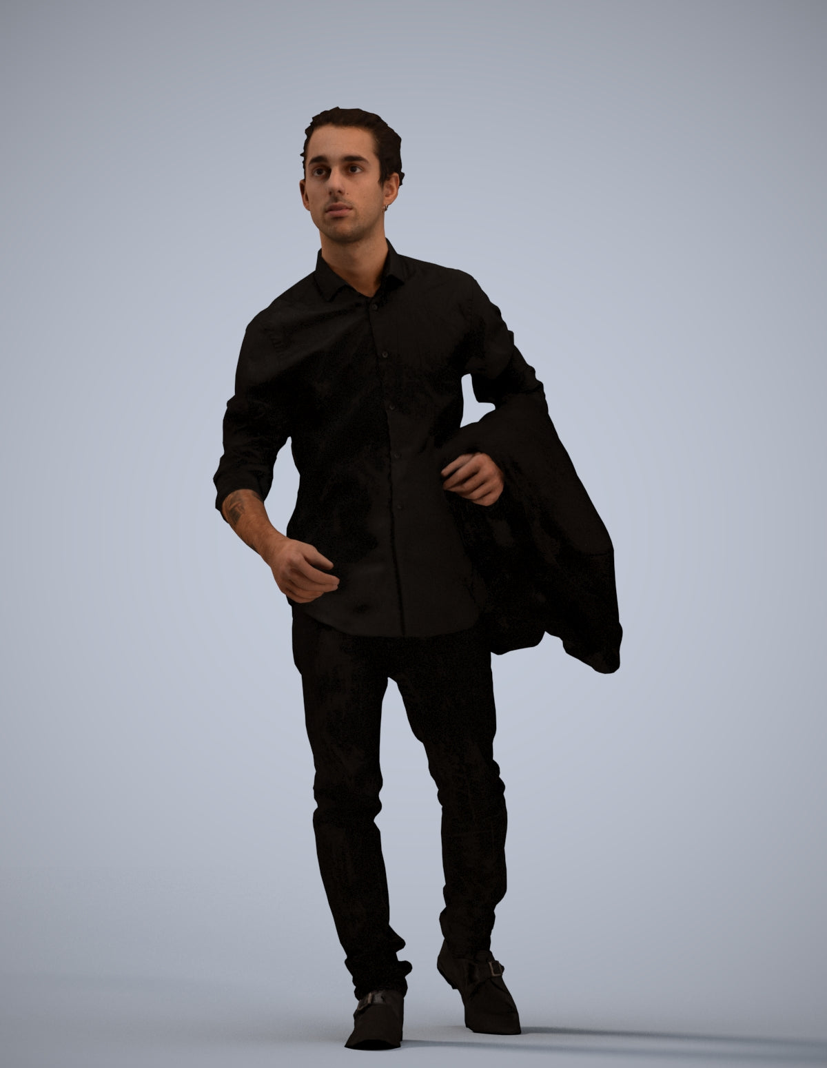 photogrammetry 3D man casual walking, realistic human model archviz FBX