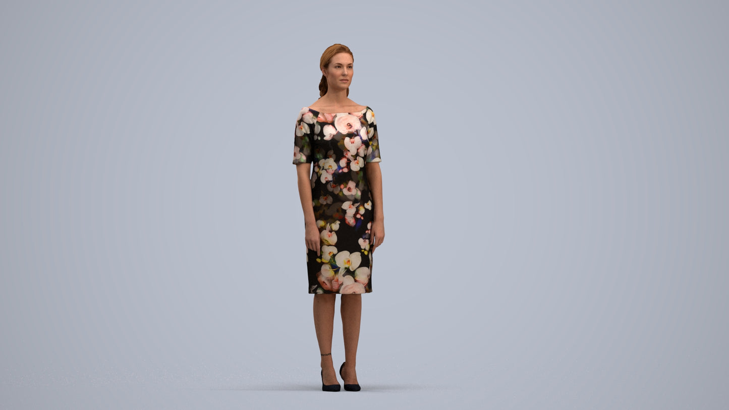 photogrammetry 3D woman casual standing, realistic human model archviz FBX, standing pose render
