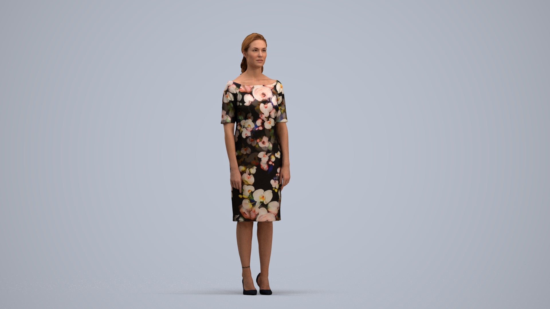 photogrammetry 3D woman casual standing, realistic human model archviz FBX, standing pose render