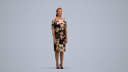 photogrammetry 3D woman casual standing, realistic human model archviz FBX, standing pose render