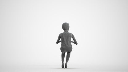 scanned 3D woman casual sitting, photogrammetry people for Enscape and V-Ray, wireframe front view
