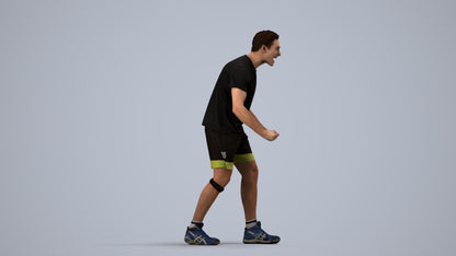 3D human model man sport, photogrammetry scanned person for archviz, side view render