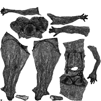 3D people model woman pool, scanned human for 3ds Max rendering, wireframe top-down view