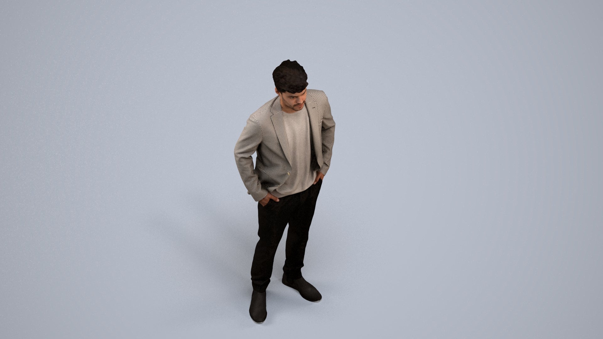 3D scanned man business, photorealistic archviz people for Enscape and SketchUp, back view render
