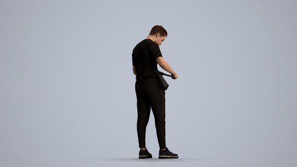 realistic 3D human boy casual kids, archviz people FBX OBJ for Blender, front view render