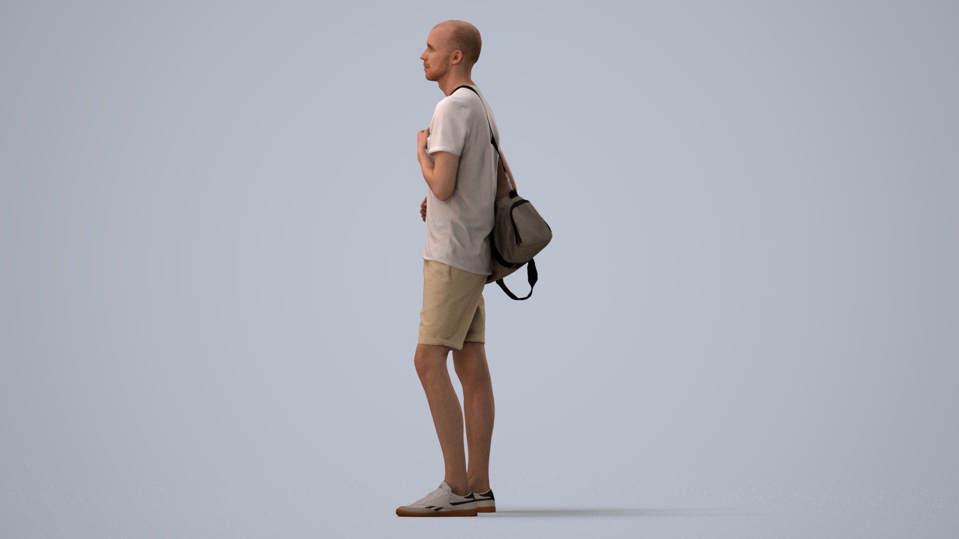 3D scanned man mix casual, photorealistic archviz people for Enscape and SketchUp, three-quarter view render