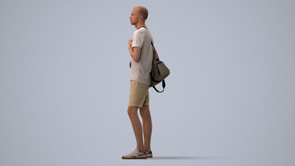 3D scanned man mix casual, photorealistic archviz people for Enscape and SketchUp, three-quarter view render