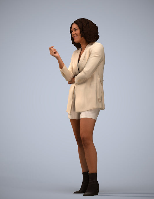 scanned 3D woman business standing, photogrammetry people for Enscape and V-Ray