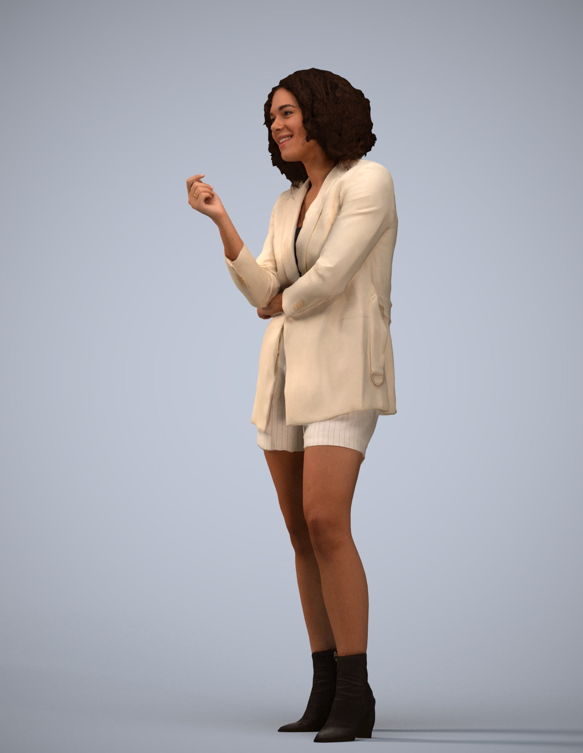scanned 3D woman business standing, photogrammetry people for Enscape and V-Ray