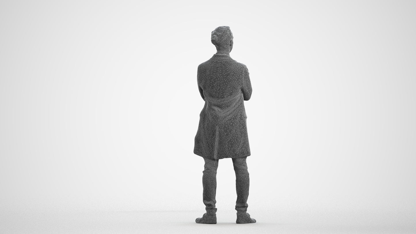 realistic 3D human man casual standing, archviz people FBX OBJ for Blender, wireframe front view