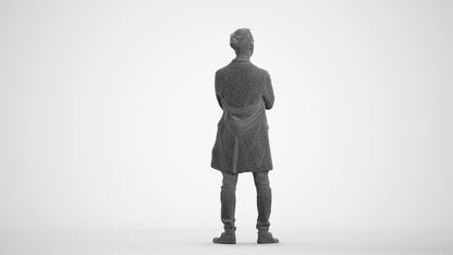 realistic 3D human man casual standing, archviz people FBX OBJ for Blender, wireframe front view