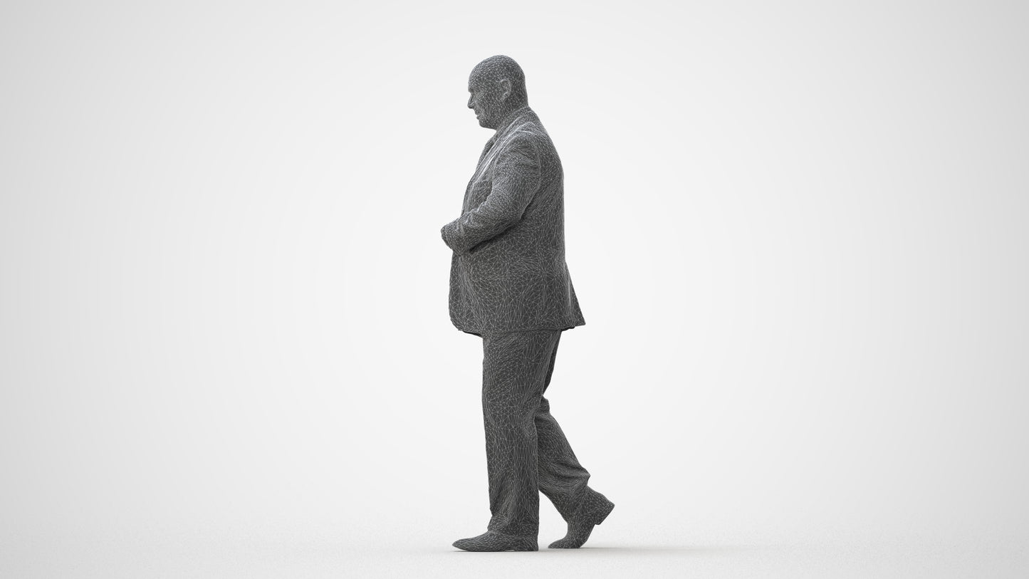 3D human model senior man business mix, photogrammetry scanned person for archviz, square thumbnail