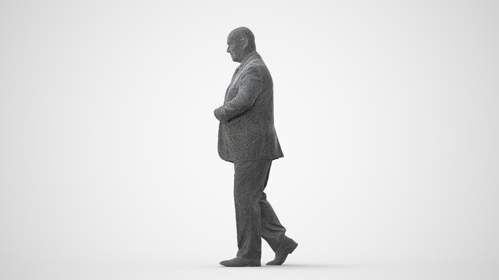 3D human model senior man business mix, photogrammetry scanned person for archviz, square thumbnail