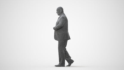 3D human model senior man business mix, photogrammetry scanned person for archviz, square thumbnail