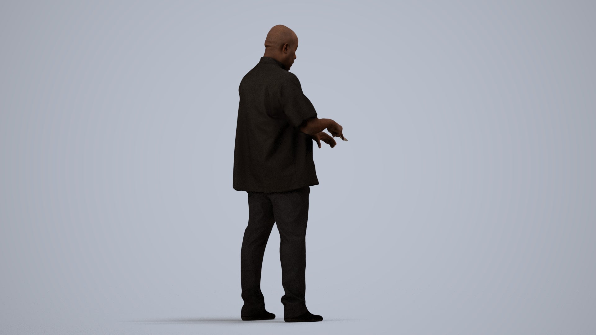 3D scanned man hospitality, photorealistic archviz people for Enscape and SketchUp, side view render