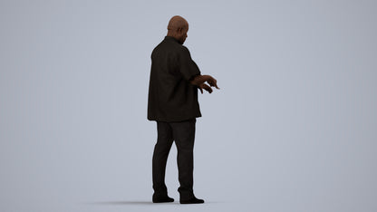 3D scanned man hospitality, photorealistic archviz people for Enscape and SketchUp, side view render