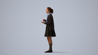 realistic 3D human girl kids, archviz people FBX OBJ for Blender, three-quarter view render