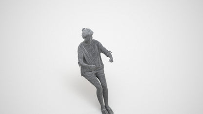 3D scanned woman driving casual, photorealistic archviz people for Enscape and SketchUp, wireframe three-quarter view