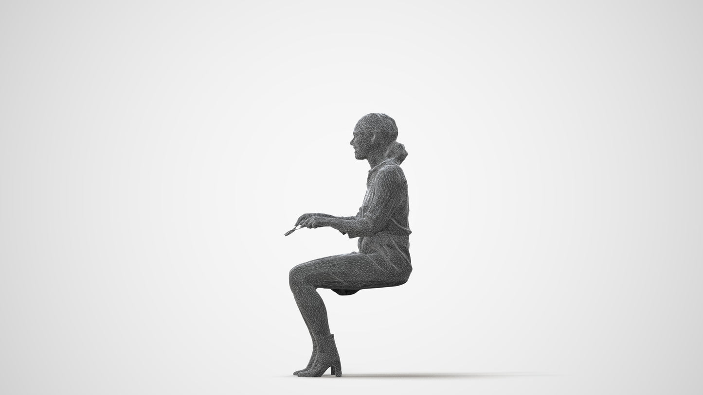 photogrammetry 3D woman casual business, realistic human model archviz FBX, square thumbnail