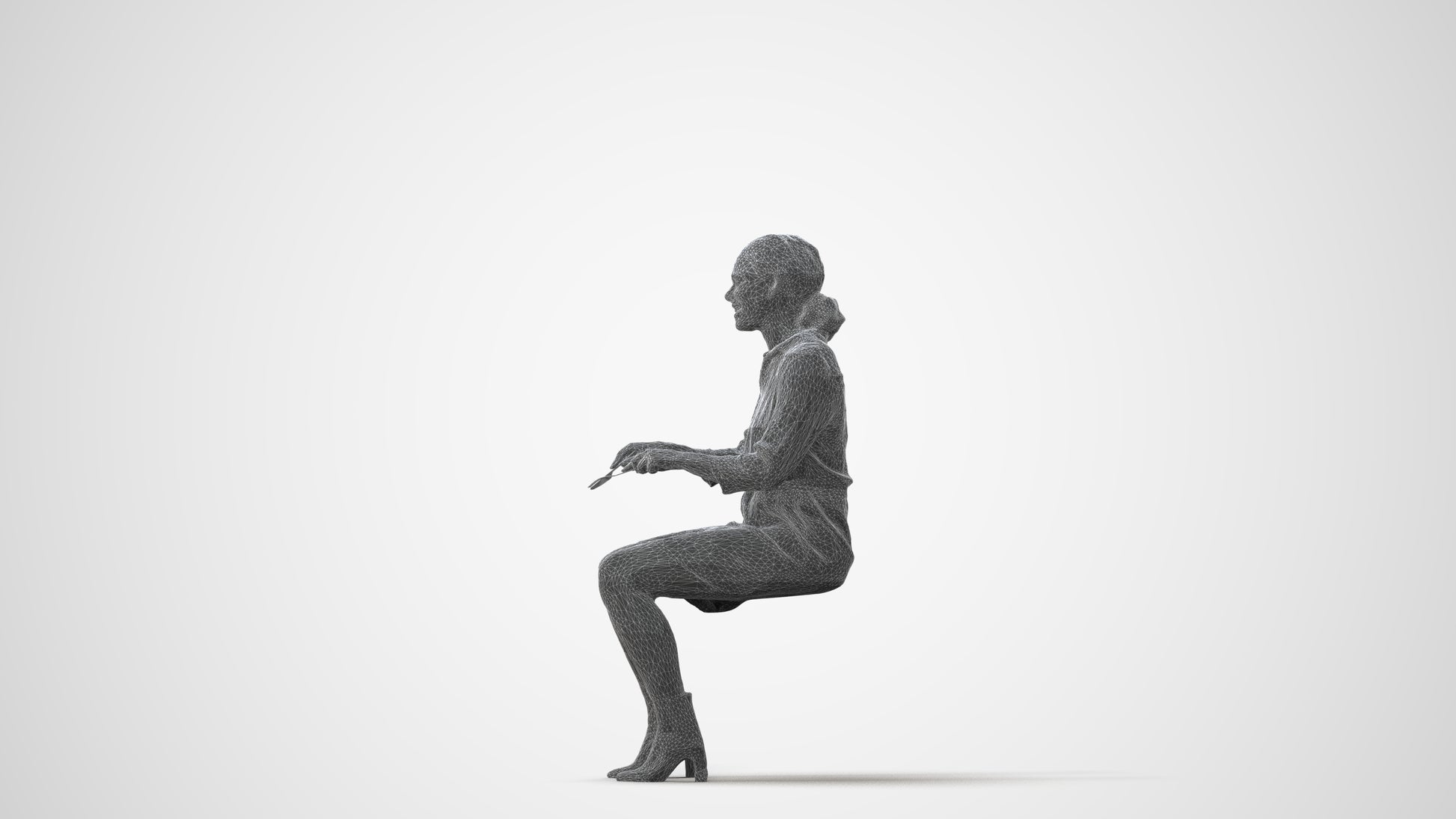 photogrammetry 3D woman casual business, realistic human model archviz FBX, square thumbnail