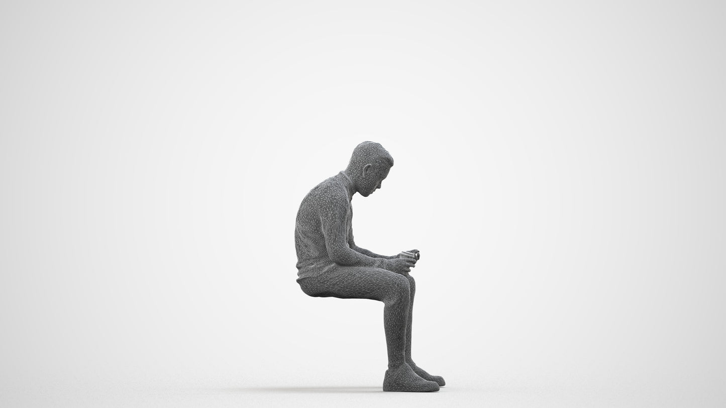 3D scanned boy kids casual, photorealistic archviz people for Enscape and SketchUp, wireframe side view