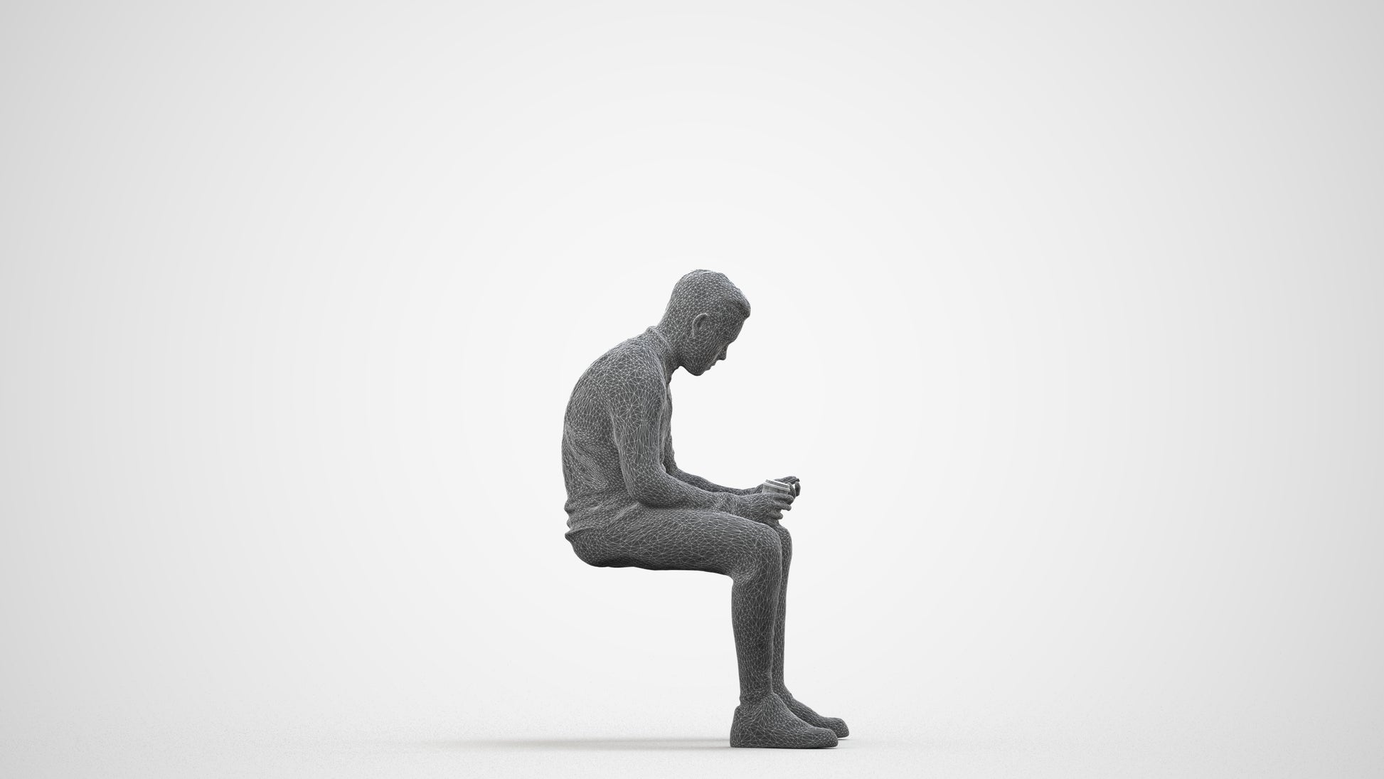 3D scanned boy kids casual, photorealistic archviz people for Enscape and SketchUp, wireframe side view