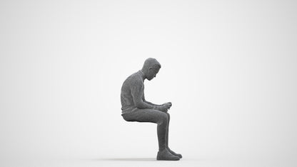 3D scanned boy kids casual, photorealistic archviz people for Enscape and SketchUp, wireframe side view