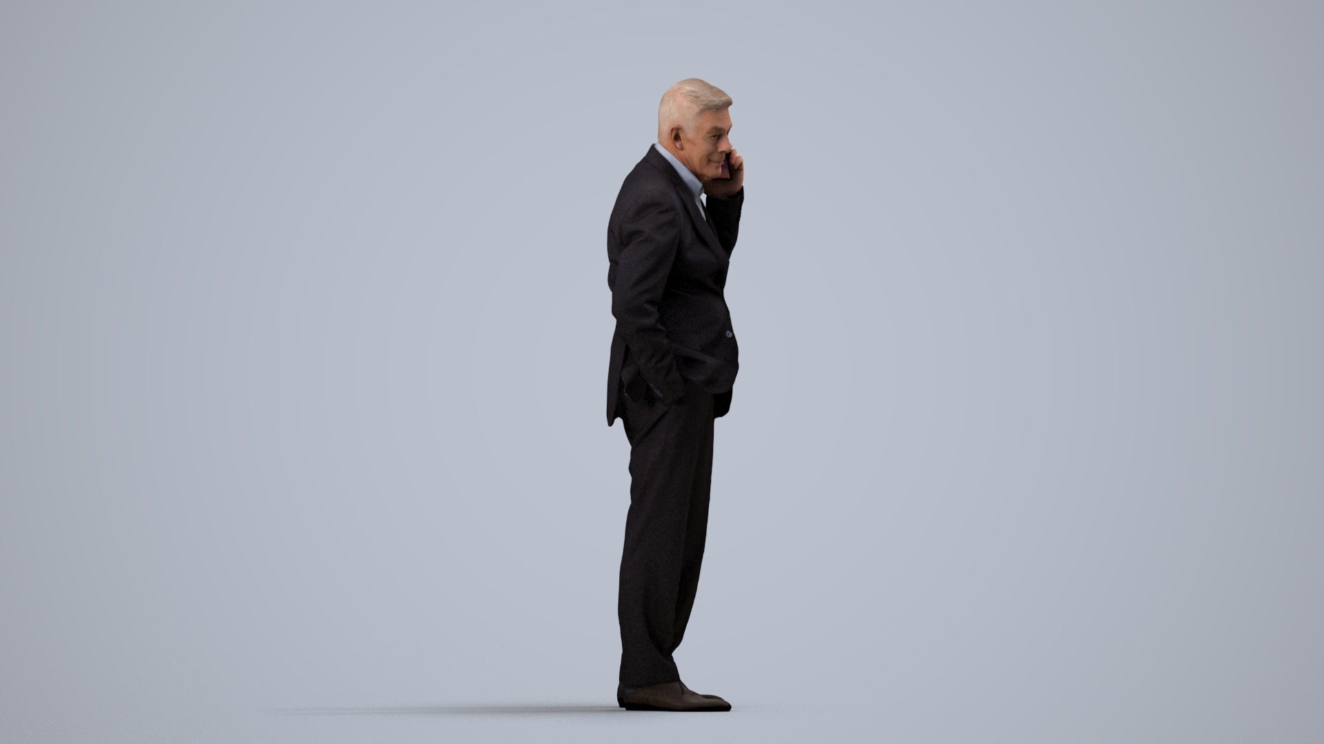 scanned 3D senior man business, photogrammetry people for Enscape and V-Ray, side view render