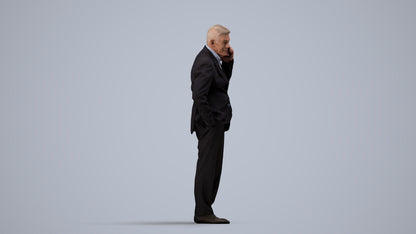 scanned 3D senior man business, photogrammetry people for Enscape and V-Ray, side view render