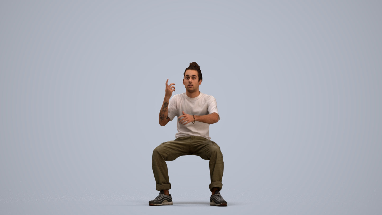 realistic 3D people man casual sitting, render-ready for V-Ray and Corona, FBX OBJ, standing pose render