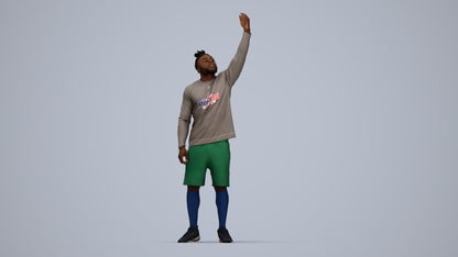 3D human model man sport, photogrammetry scanned person for archviz, top-down view render