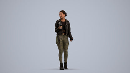 realistic 3D human woman casual walking, archviz people FBX OBJ for Blender, standing pose render