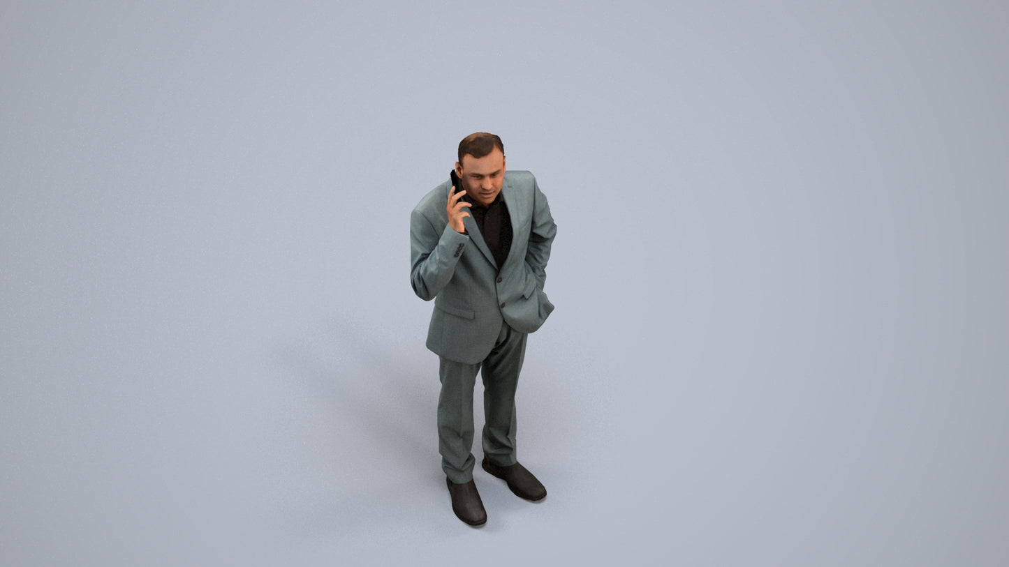 3D scanned man business, photorealistic archviz people for Enscape and SketchUp, back view render
