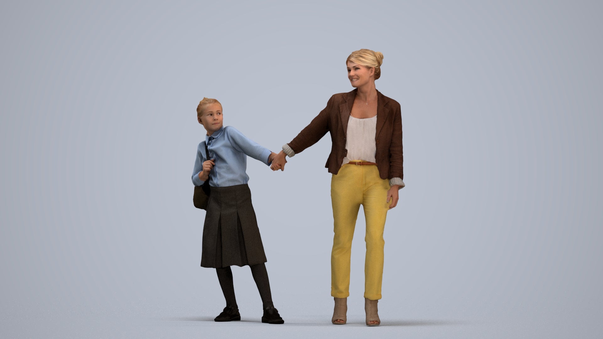 realistic 3D girl kids, scanned archviz people for Blender and 3ds Max, standing pose render