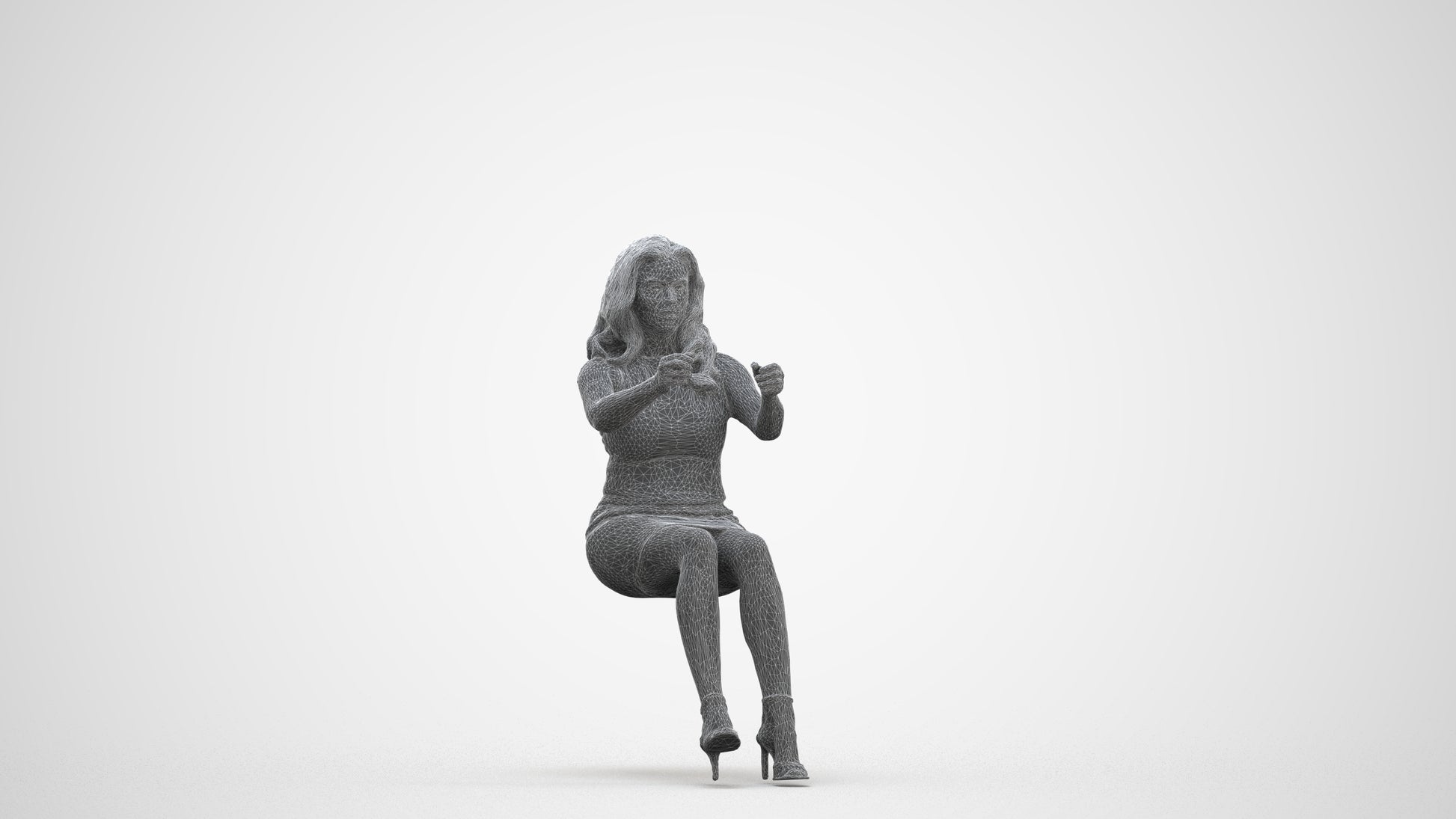 3D scanned woman driving casual, photorealistic archviz people for Enscape and SketchUp, three-quarter front view render