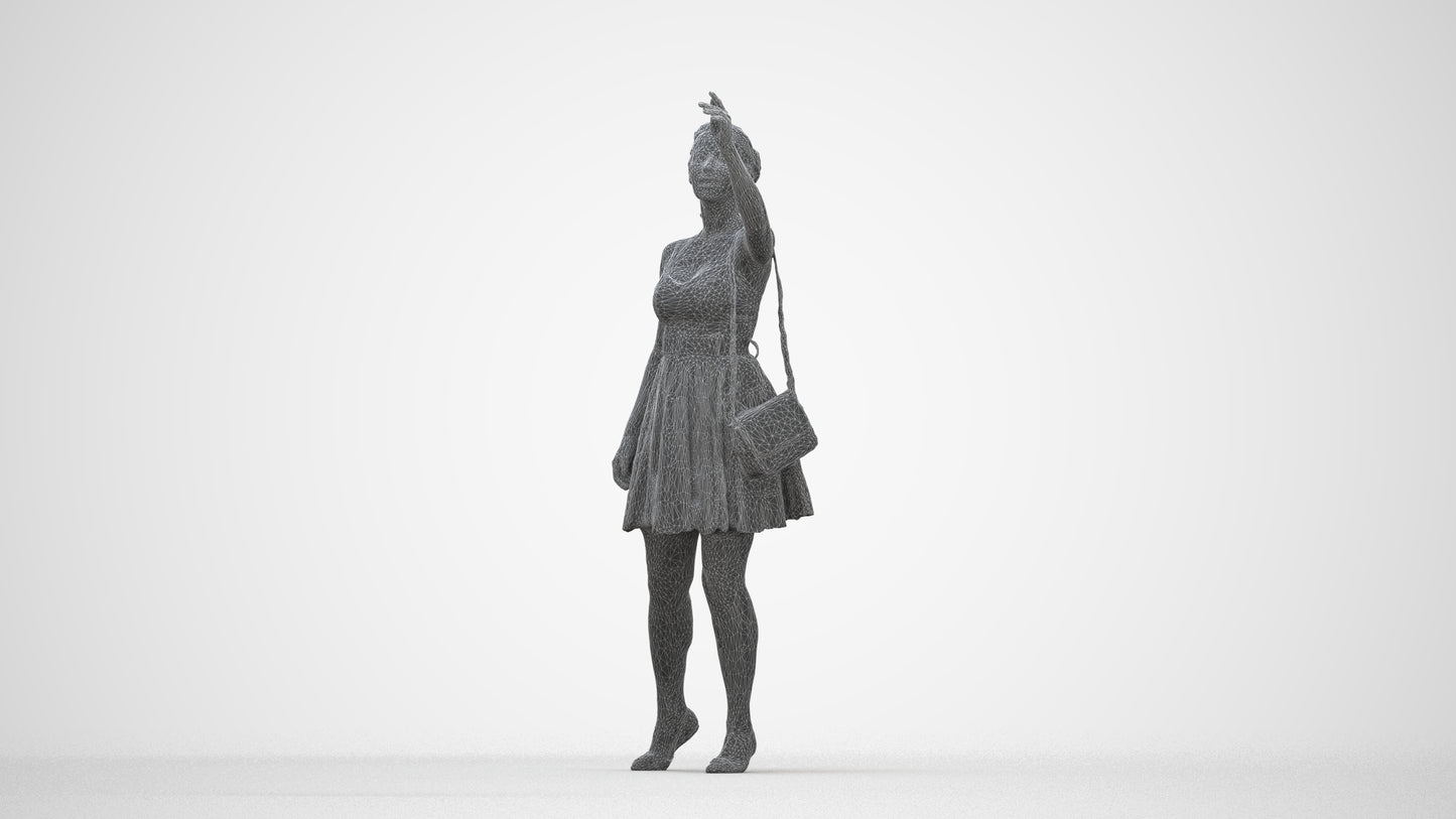 realistic 3D human woman formal formalaffairs, archviz people FBX OBJ for Blender, wireframe back view