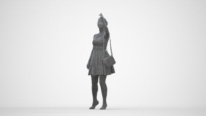 realistic 3D human woman formal formalaffairs, archviz people FBX OBJ for Blender, wireframe back view