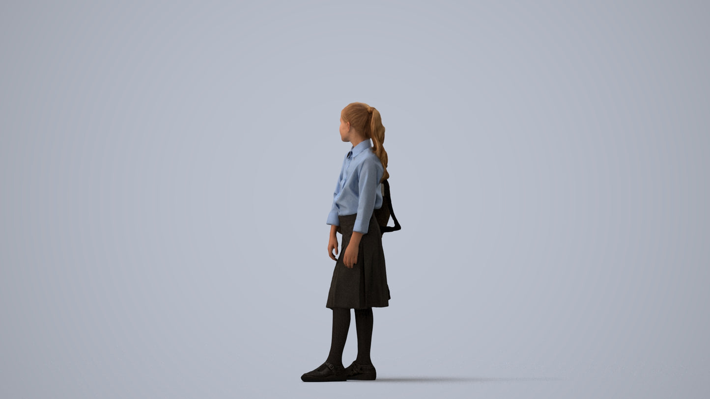 3D scanned woman kids, photorealistic archviz people for Enscape and SketchUp, three-quarter view render