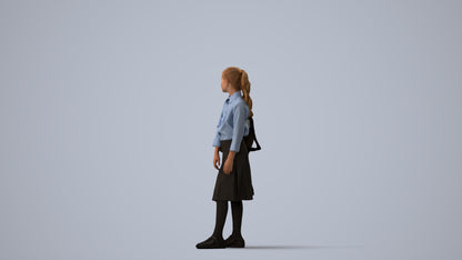 3D scanned woman kids, photorealistic archviz people for Enscape and SketchUp, three-quarter view render