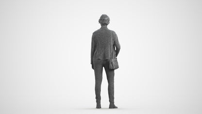 realistic 3D human woman business, archviz people FBX OBJ for Blender, wireframe front view