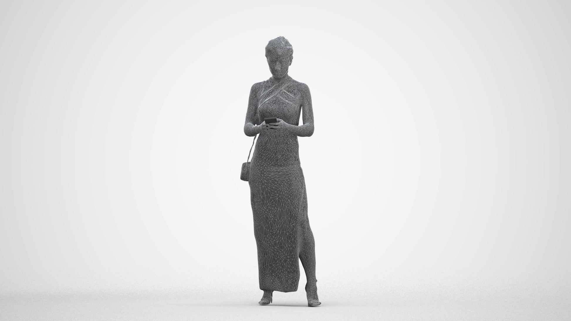 realistic 3D woman formal formalaffairs, scanned archviz people for Blender and 3ds Max, three-quarter front view render