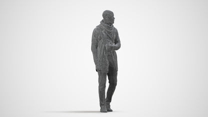 realistic 3D man casual walking, scanned archviz people for Blender and 3ds Max, wireframe side view