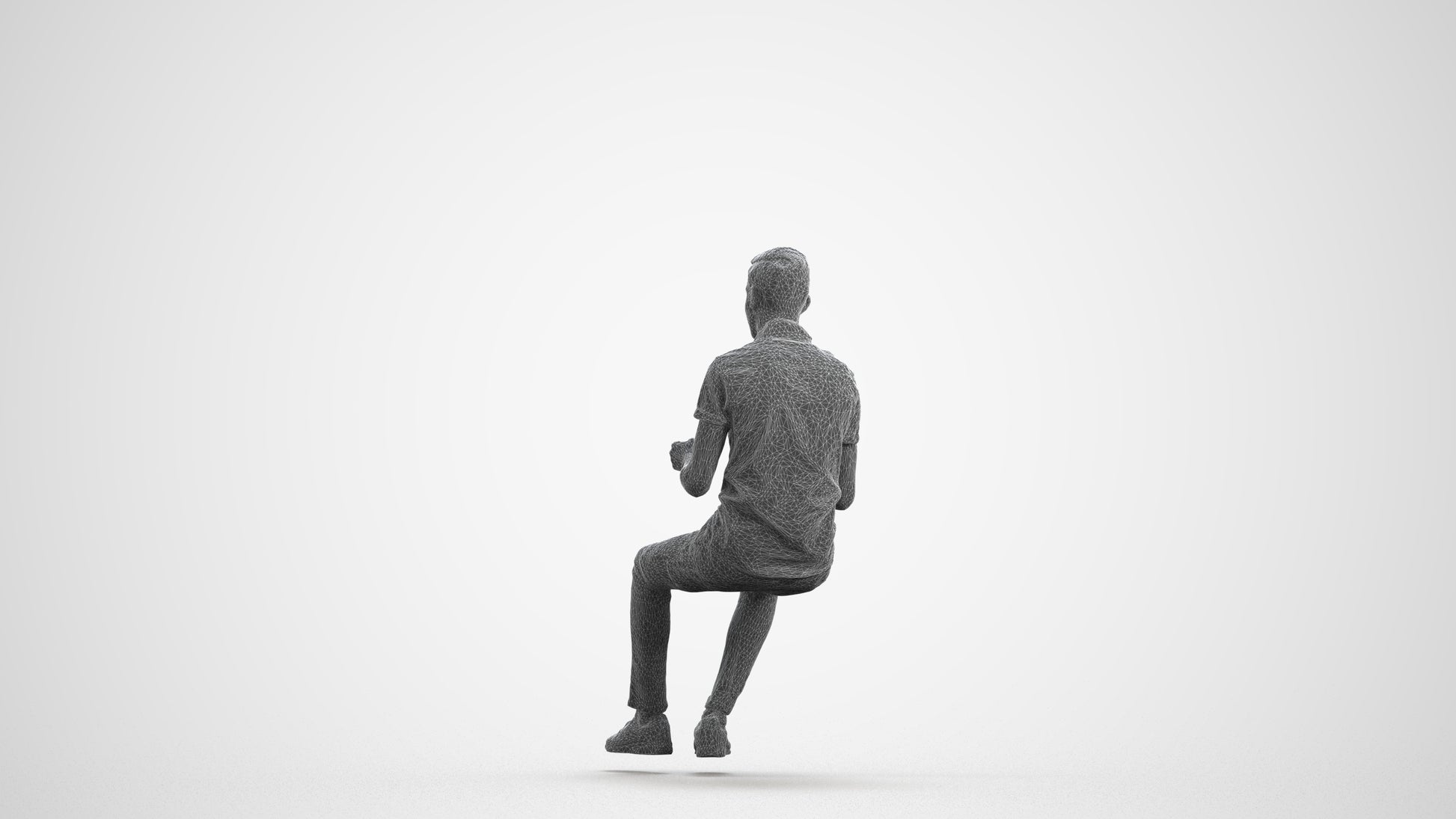 realistic 3D people man casual driving, render-ready for V-Ray and Corona, FBX OBJ, wireframe front view