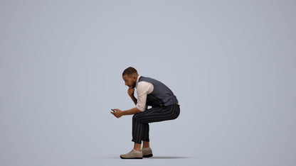 3D scanned man sitting business, photorealistic archviz people for Enscape and SketchUp, standing pose render