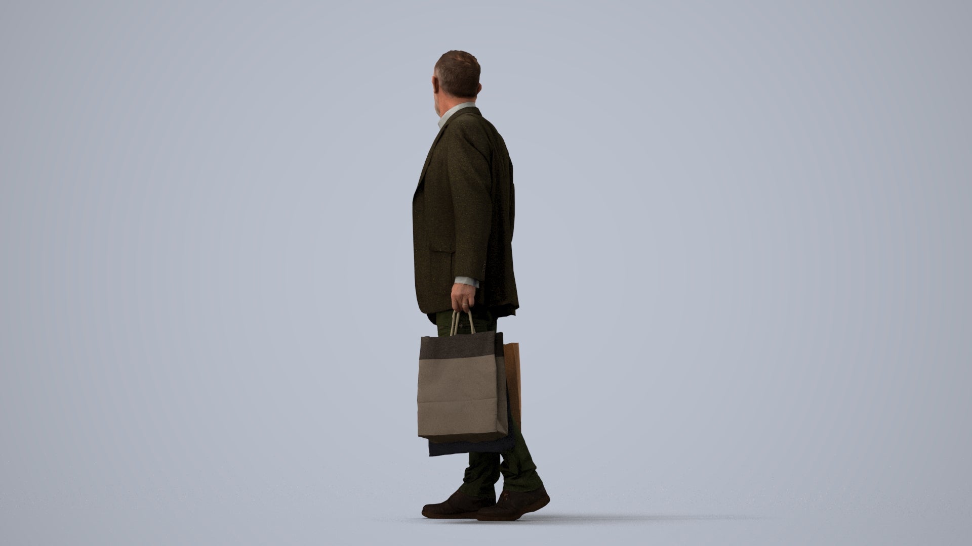 photogrammetry 3D senior man casual business, realistic human model archviz FBX, three-quarter view render