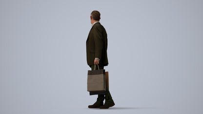 photogrammetry 3D senior man casual business, realistic human model archviz FBX, three-quarter view render