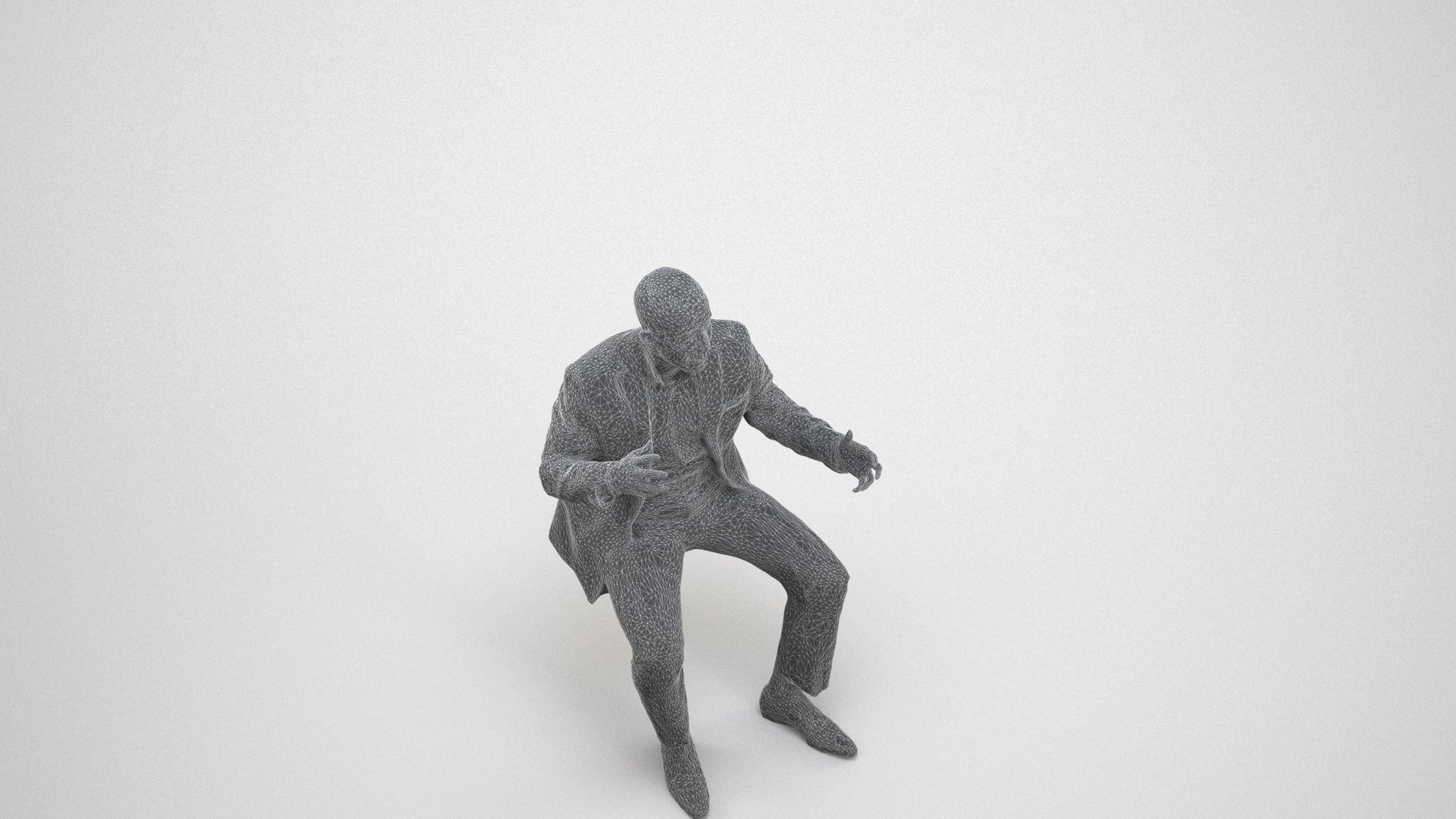 3D scanned man business, photorealistic archviz people for Enscape and SketchUp, wireframe three-quarter view