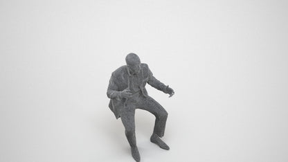 3D scanned man business, photorealistic archviz people for Enscape and SketchUp, wireframe three-quarter view